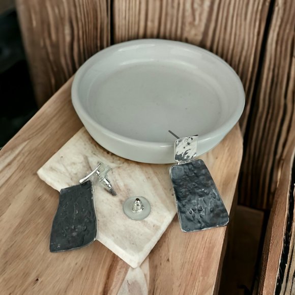 Necklace and Ear Set, 16" - 18", Silver Tone, Slate Grey Tone, Geometric - Picture 5 of 8